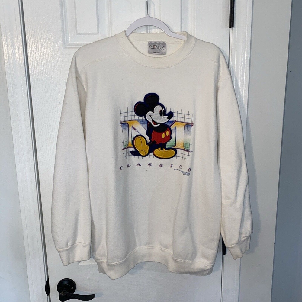 Vintage Genus Mickey Mouse Classics Off White Sweatshirt Lg 1992 Rare